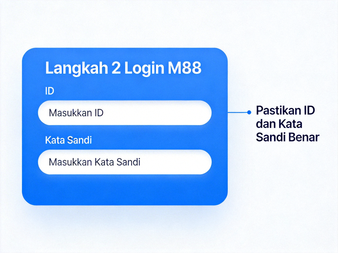 Langkah 2 Login M88 - Masukkan ID dan Kata Sandi dengan Benar di Kolom yang Tersedia